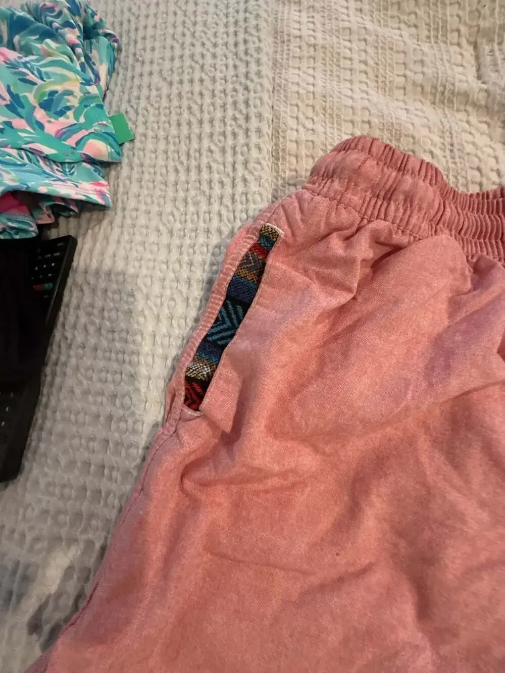 Wowie Men's Flow Shorts in Pink with Tribal Print Detail